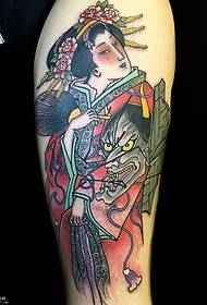 ຮູບແບບ tattoo geisha ແຂນໃຫຍ່