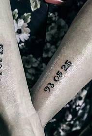 spominska vrednost Arm number tattoo