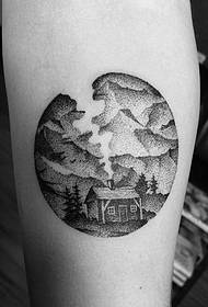 Modello del tatuaggio del paesaggio del grande braccio