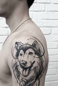lengan sederhana Line Puppy Tattoo Tattoo