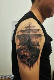arm ghost ship tattoo pattern