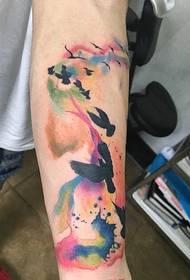 tujuh warna lengan gambar tato cat air yang menakjubkan