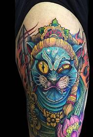 un montón de patrón de tatuaje de gato de estilo japonés