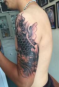 Lotus da babban squid baki da fari tsarin