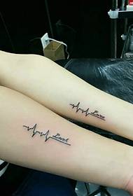 una foto del tatuaggio ECG sul braccio di una coppia