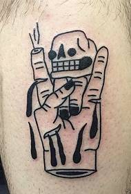 Černé jednoduché a zábavné tetování na paži od Jacka Wattsa