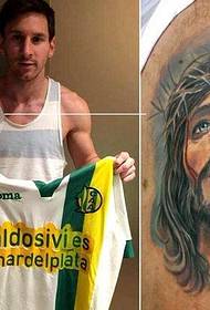 star Messi arm portrait tattoo