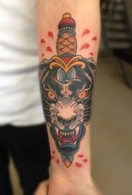 ruoko ruvara dagger uye ingwe musoro tattoo tattoo