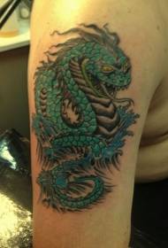 disegno del tatuaggio del serpente verde sul braccio