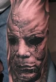 Aarm op klassesche Horrorstil Leit Gesiicht Tattoo Muster