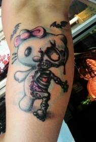 ar roku apgleznots puskarietes kaķa pus skeleta tetovējuma raksts