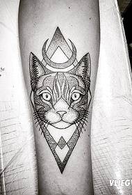 ຮູບແບບ tattoo ຈຸດເລຂາຄະນິດແຂນ cat