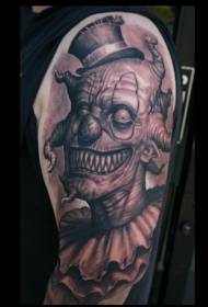 Padrão de tatuagem de palhaço monstro assustador no braço