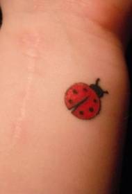 eenvoudig rood lieveheersbeestje tattoo-patroon op de arm