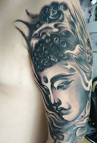 強力な黒と白の仏のタトゥーパターン15122-個人的な女の子の腕トーテムタトゥーパターン