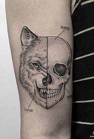 голям зъл вълк главата череп татуировка татуировка модел