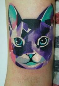 schönes Wasserfarbblock-Katzentätowierungsmuster auf dem Arm