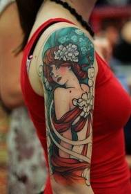 arm ლამაზი გოგონა შეღებილი tattoo ნიმუში