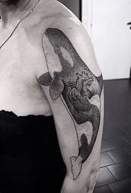 Grote walvis tattoo patroon