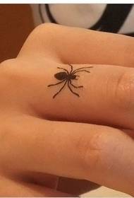 мала тетоважа на пајакот на прстот Благодарност до слика