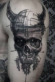 modello del tatuaggio della linea facciale della donna sulla coscia