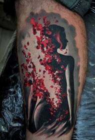 seltsame rote Blütenblätter auf dem Arm Kleines Mädchen Tattoo-Muster