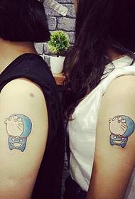 armare un modello di tatuaggio di coppia cartone animato a colori