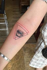 eye arm tattoo pattern surrounded by geometric patterns