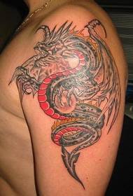 Angry Dragon Painted Big Arm Tattoo Pattern