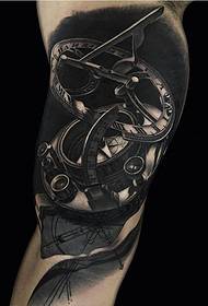 beautiful watch on the big arm of the compass tattoo picture