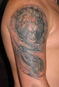 lion and skin tear arm tattoo pattern