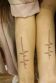 arm couple ECG tattoo pattern heart 14721 - arm a super funny small pattern tattoo tattoo