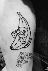 big banana cute banana seal and English tattoo pattern