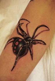 Црн 3D пајак модел на тетоважа на рака