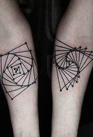 Intressant geometriskt mönster med stavat armpar tatuering