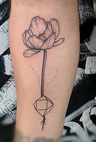 μικρό χέρι μικρό φρέσκο λουλούδι γεωμετρία τατουάζ σχέδιο τατουάζ