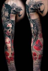 paže děsivé malované ženské květina dopis tetování vzor