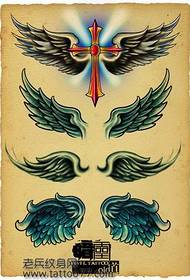 Ultra-Fashion Cross Wings Tattoo Manuscript