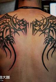 Patrón de tatuaje de tótem de alas de murciélago trasero