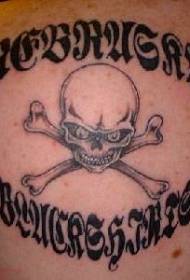 Fekete-fehér koponya karakter tetoválás minta