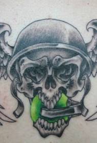 Shoulder black gray wings skull tattoo pattern