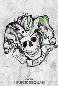 Czarno-szary szkic twórczej dominującej zabawy rękopis tatuaż czaszki streszczenie