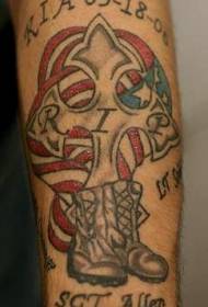 Mtindo wa tattoo ya msalaba na bendera
