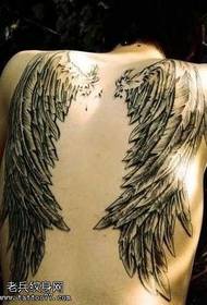 Back black angel wings tattoo pattern