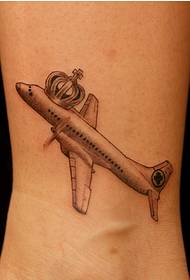 Foto di modello di tatuaggio aereo corona carina