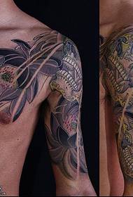 Modello di tatuaggio teschio spalla loto