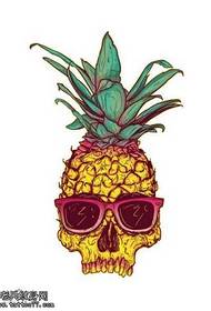Modello tatuaggio teschio di ananas manoscritto