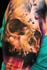 Akpụkpọ agba agba 3D watercolor skull tattoo