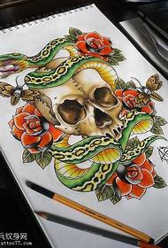 Style skull tattoo pattern