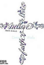Rukopis kříž květ tetování vzor